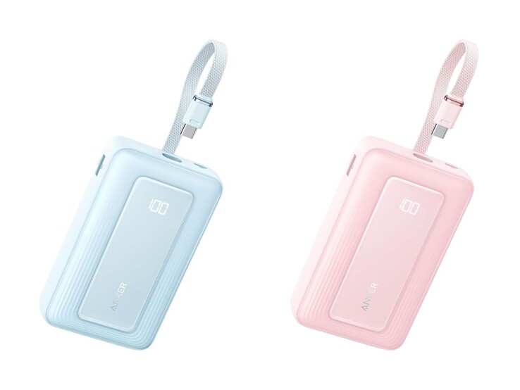 Les versions bleue (à gauche) et rose (à droite) de l'Anker Zolo Power Bank (20K, 45W) (Image source : Anker)