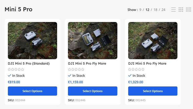 Trois packs DJI Mini 5 Pro sont d'ores et déjà disponibles à la commande auprès d'un revendeur DJI à Chypre.