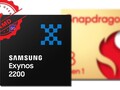 Le partenariat Samsung/AMD a peut-être porté ses fruits pour l'Exynos 2200 en matière de performances GPU. (Image source : Samsung/Qualcomm/designevo - édité)