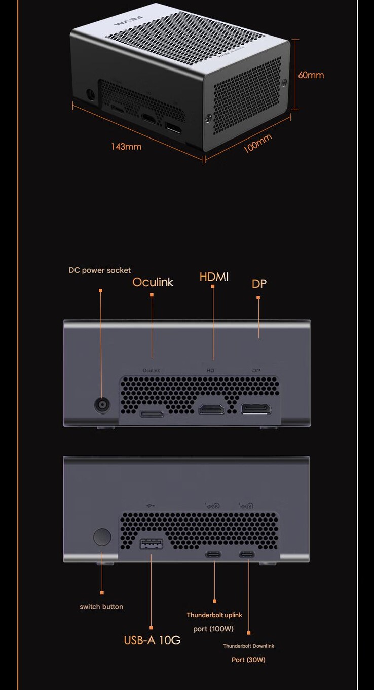 Configuration du port eGPU FEVM FNGT5 Pro (Image source : FEVM - machine translated)