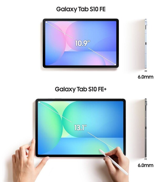 La Galaxy Tab S10 FE aura un écran beaucoup plus petit que la Galaxy Tab S10 FE+. (Source de l'image : Evan Blass)
