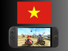 Drapeau du Vietnam au-dessus de la console Nintendo Switch 2 (Image source : Nintendo of America)