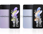 Le Galaxy Z Flip4 sera disponible en 71 combinaisons de couleurs au lancement, dont les deux présentées ici. (Image source : @OnLeaks & GizNext)