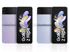 Le Galaxy Z Flip4 sera disponible en 71 combinaisons de couleurs au lancement, dont les deux présentées ici. (Image source : @OnLeaks & GizNext)