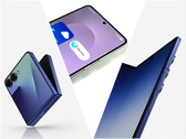 Galaxy Z Flip 7 (à gauche), Galaxy S25 Edge (au milieu), Galaxy Z Fold 7 (à droite).