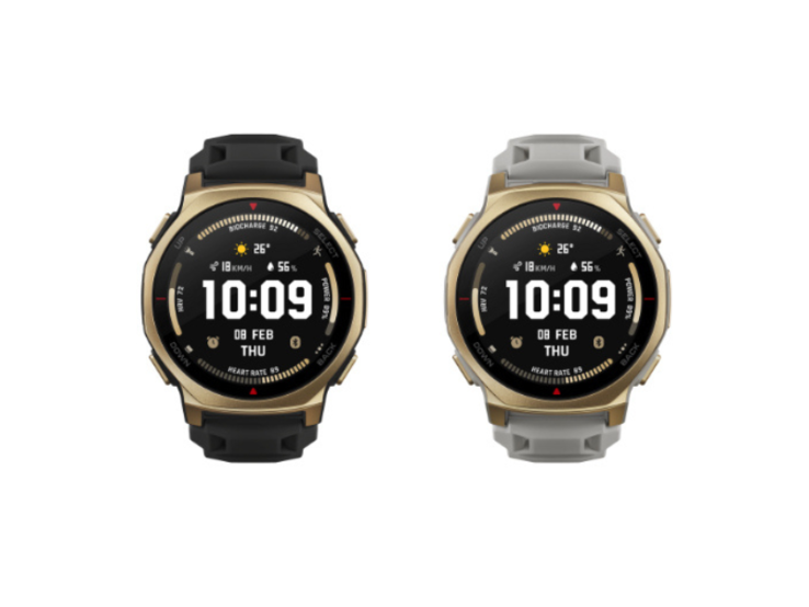 Les versions Black Gold (à gauche) et Arctic Gold (à droite) de la smartwatch Amazfit T-Rex 3 Pro 44 mm. (Source de l'image : Amazfit)