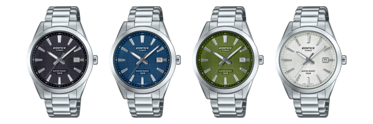 De gauche à droite : les montres Casio EFV-160D-1AV, EFV-160D-2AV, EFV-160D-3AV et EFV-160D-7AV. (Source de l'image : Casio, edite)