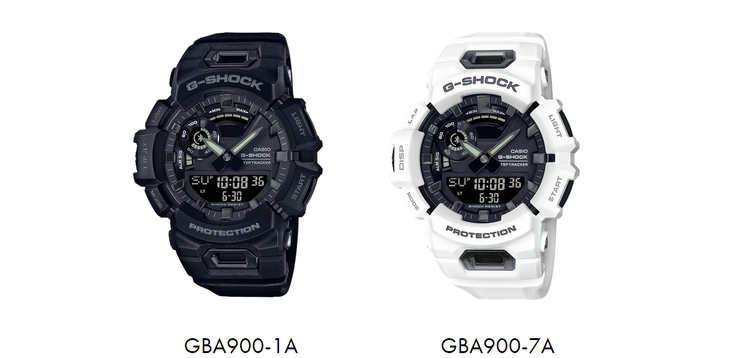 La nouvelle G-SHOCK a un nouveau design et est disponible en noir (GBA900-1A) ou en blanc (GBA900-7A). (Source : Casio)