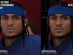 Différence visuelle dans le rendu des caractères dans NBA 2K27 avec et sans DLSS 5.