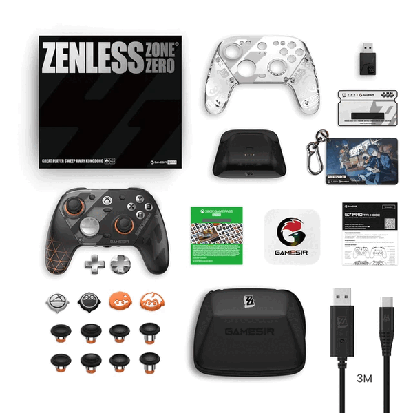 La manette GameSir G7 Pro Zenless Zone Zero Edition est fournie avec plusieurs accessoires.