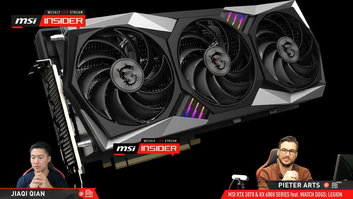 Le MSI Radeon RX 6800 XT GAMING X TRIO - rendu. (Source de l'image : MSI)