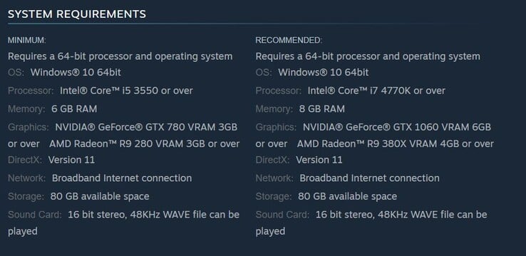 Configuration requise pour Nioh. (Source de l'image : Steam)