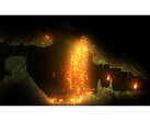 Une capture d'écran de Noita qui montre le système de destruction élémentaire du jeu. (Source de l'image : Steam)