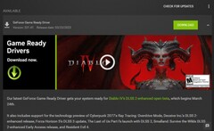 Nvidia Game Ready Driver 531.41 notification et détails dans GeForce Experience (Source : Own)