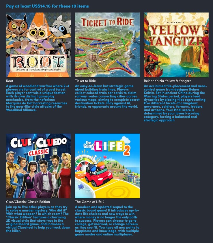 Les cinq jeux supplémentaires seront débloqués moyennant un paiement de 14,16 $. (Image source : Humble Bundle)