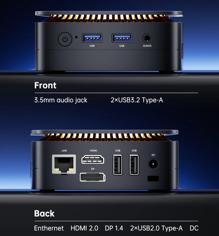 Le mini PC Kamrui Essenx E1 offre une sélection décente de ports. (Source de l'image : Kamrui)