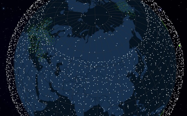 Position des satellites Starlink. (Source de l'image : satellitemap.space)