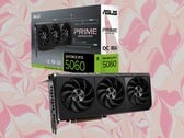 La Asus Prime GeForce RTX 5060 est un modèle overclocké avec une horloge de 2 595 MHz. (Source de l'image : Asus, Unsplash, édité)