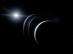 Illustration d'artiste montrant Uranus et quelques anneaux.