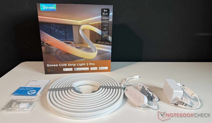 Contenu de la livraison de la bande lumineuse Govee COB Strip Light 2 Pro