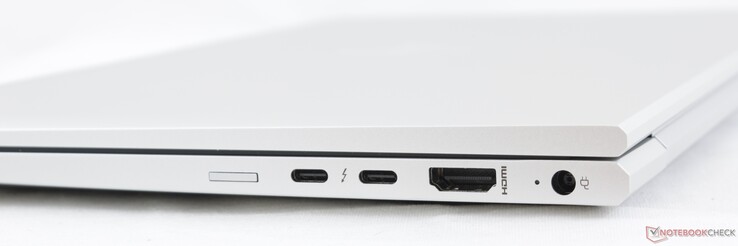 Côté droit : emplacement nano pour carte SIM (optionel) 2 USB C + Thunderbolt 3, HDMI 1.4, entrée secteur.