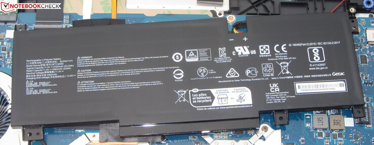 La batterie a une capacité de 53,5 Wh.