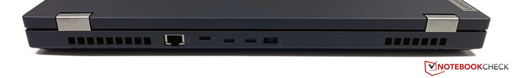 Arrière : RJ45, USB-C (3.2 Gen2, DisplayPort ALT-Mode 1.2), 2x Thunderbolt 3 (USB-C 3.2 Gen2, DisplayPort ALT-Mode 1.4), alimentation