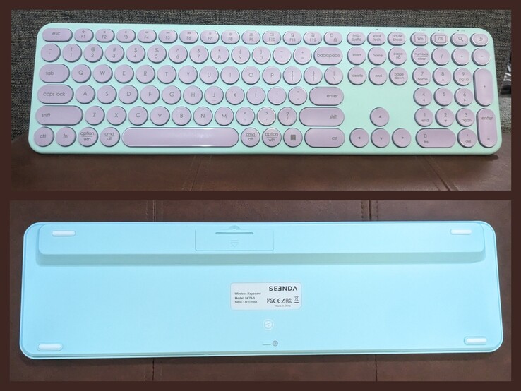 Découvrez l'avant et l'arrière du clavier sans fil WGJP-073-3-SD de Seenda Creative. (Source de l'image : Megan Miranda Reyes)