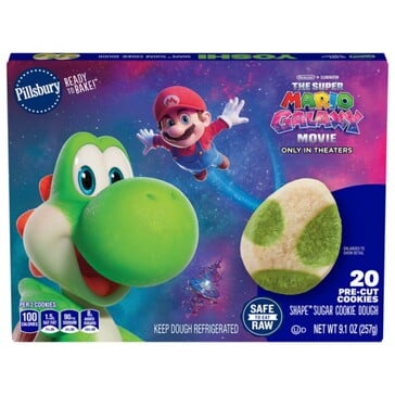 La face avant de l'emballage de la pâte à biscuits Pillsbury Super Mario Galaxy Movie (Image source : Tops Friendly Markets)