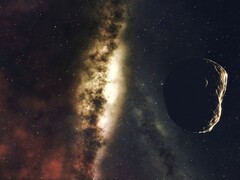 Illustration d'artiste montrant un astéroïde et la Voie lactée. (Source de l'image : CharlVera - Pixabay)