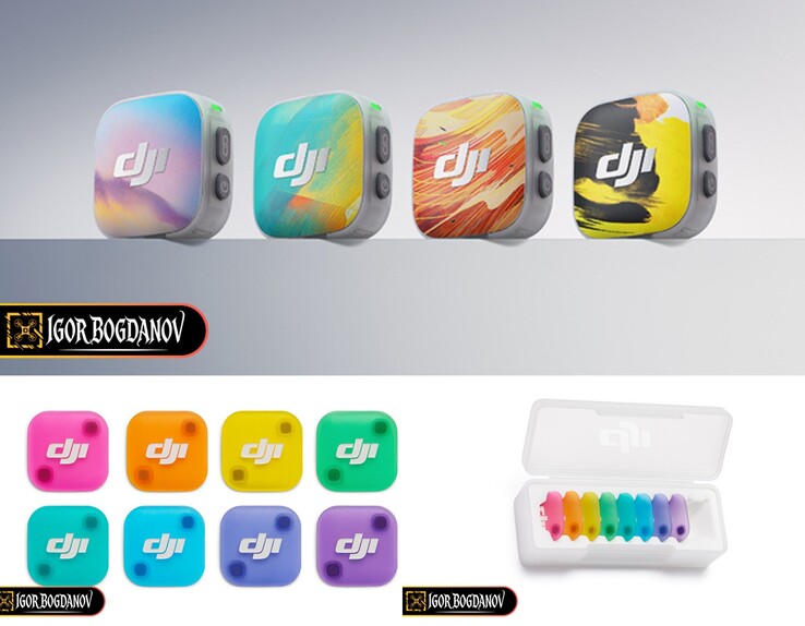 Le DJI Mic Mini 2 offre des couvertures magnétiques colorées.