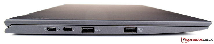 Côté gauche : 2 USB 3.1 type C gen 2 (Thunderbolt), 2 USB 3.0 (1 toujours allumé).