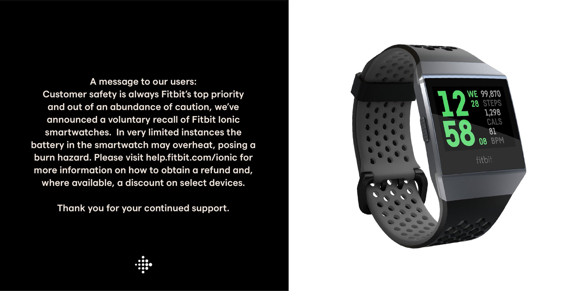 Fitbit ionic very top