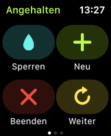 Apple Watch 5 - Options lors d'un entraînement.