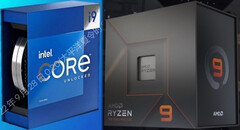 Les Intel Core i9-13900K et AMD Ryzen 9 7950X sont la crème des processeurs actuels. (Source de l&#039;image : Intel (VideoCardz)/AMD - édité)
