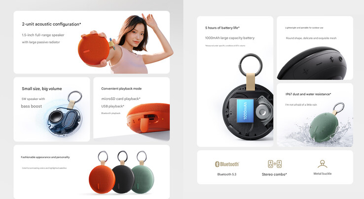 Principales caractéristiques de la Redmi Bluetooth Speaker 2 (Image source : Xiaomi - machine translated)