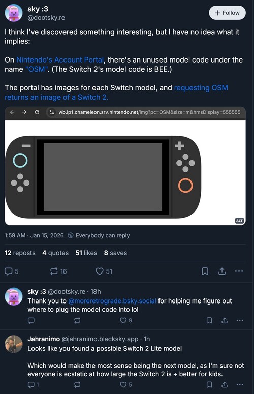 Découverte du code sur le portail du compte Nintendo (Source de l'image : capture d'écran, compte Sky : 3 Bluesky)