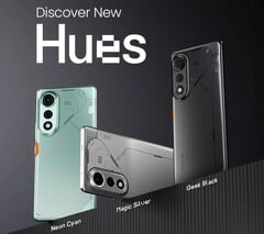 Le Tecno Pova Curve 5G est disponible en argent magique, en cyan néon et en noir geek (Image source : Tecno)