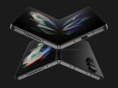 Le Galaxy Z Fold4 devrait arriver à l'automne. (Image source : @OnLeaks &amp; Smartprix)