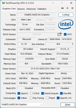 GPU-Z Iris Xe Graphics G7