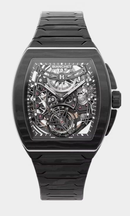 Bianchet B 1.618 UltraFino Carbon avec mouvement tourbillon complexe et boîtier monobloc en carbone (Image source : Bianchet Official Website)
