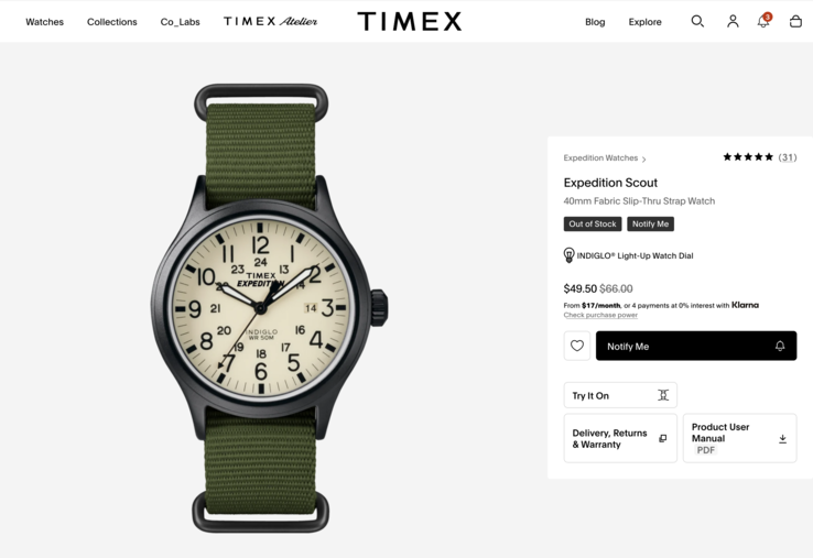 Ce modèle Timex Expedition Scout, par exemple, est proposé au prix de 50 $. Dommage qu'il soit en rupture de stock, cependant.