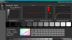 Niveaux de gris avant calibration (vs. P3)