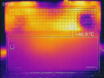 Lenovo Legion Y740 - Relevé thermique, au-dessous (sollicitations maximales).