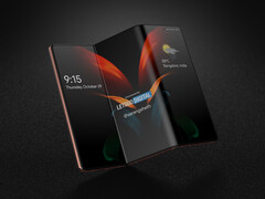 Un Samsung Galaxy Z avec deux charnières tel qu'imaginé par LetsGoDigital. (Source de l'image : LetsGoDigital)