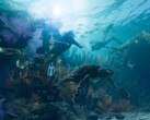 Exploration sous-marine de GTA 6 avec des personnages en tenue de plongée et des animaux sauvages. (Source de l'image : Rockstar)