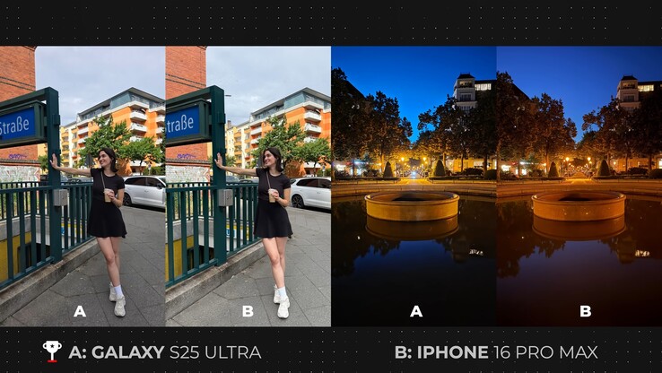 Les photos utilisées dans la comparaison entre Samsung Galaxy S25 Ultra et l'iPhone 16 Pro Max (Source de l'image : Versus ; capture d'écran)