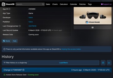 Mise à jour de la date de sortie de Steam Frame sur SteamDB