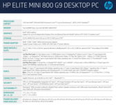HP Elite Mini 800 G9 - Spécifications. (Image Source : HP)
