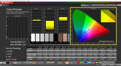 CalMAN ColorChecker calibré (profil : P3, espace colorimétrique cible : P3)